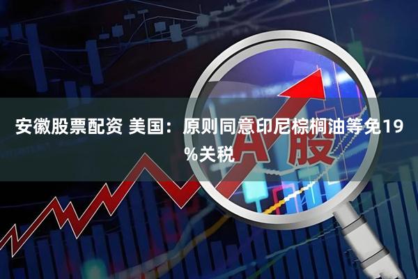 安徽股票配资 美国：原则同意印尼棕榈油等免19%关税